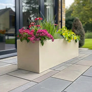 120cm Zinc Galvanised Cream Trough Planter